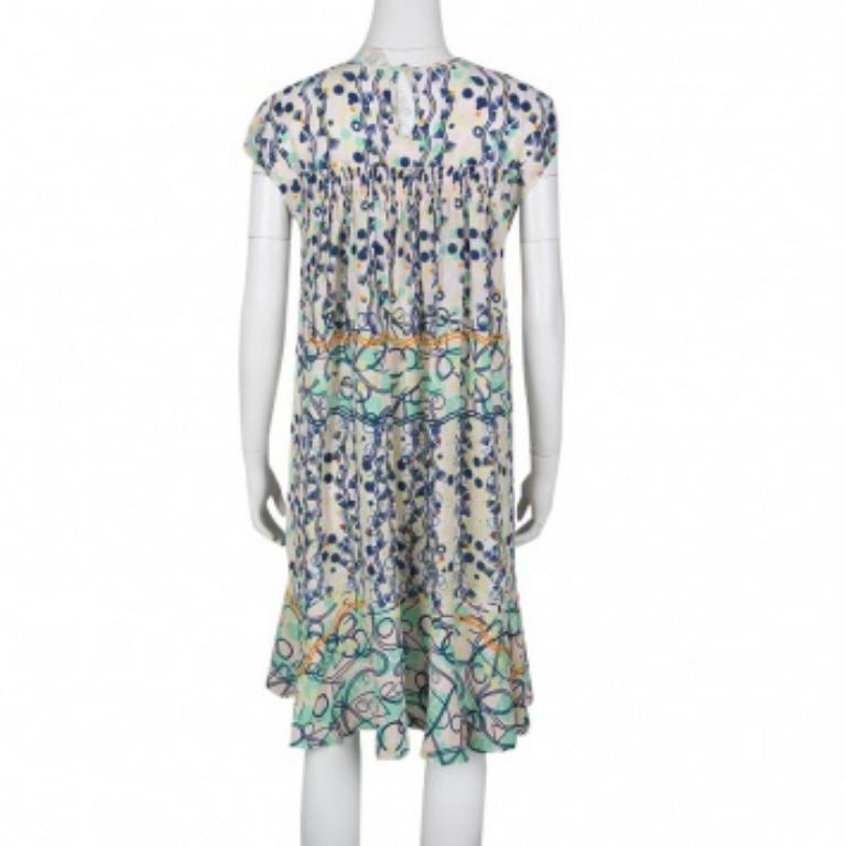 Donna Peter Pilotto Vestito Kali in seta lavata con stampa astratta multicolore M. I. in vendita