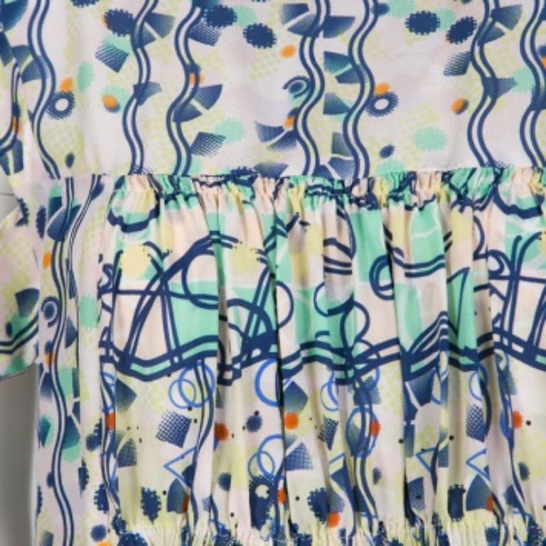 Peter Pilotto Vestito Kali in seta lavata con stampa astratta multicolore M. I. in vendita 1
