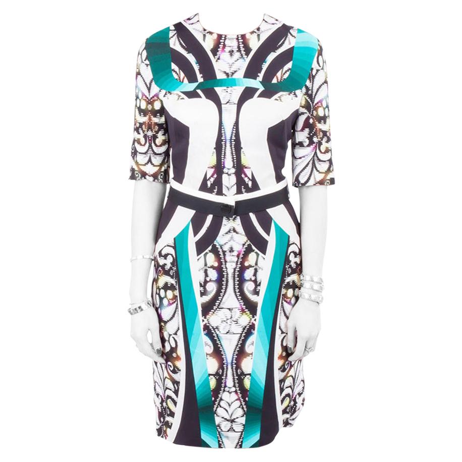 Peter Pilotto Multicolor Digital Print Belted Sheath Dress M For Sale