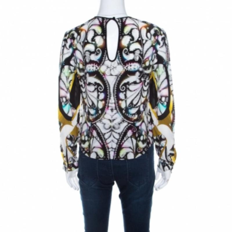 Gris Chemisier à manches longues Peter Pilotto en soie imprimé cachemire multicolore S en vente