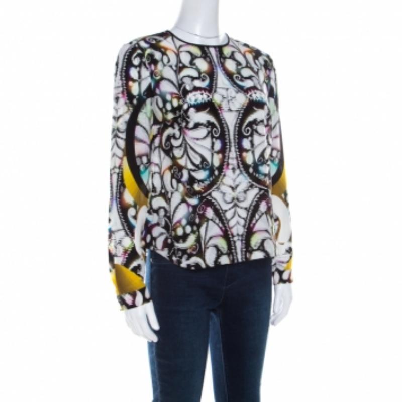 Chemisier à manches longues Peter Pilotto en soie imprimé cachemire multicolore S Pour femmes en vente