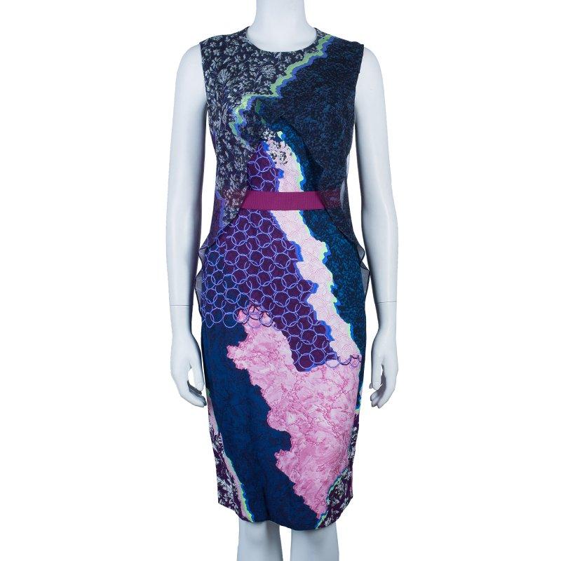 Peter Pilotto Multicolor Print Criss Cross Sleeveless Dress M (Violett)