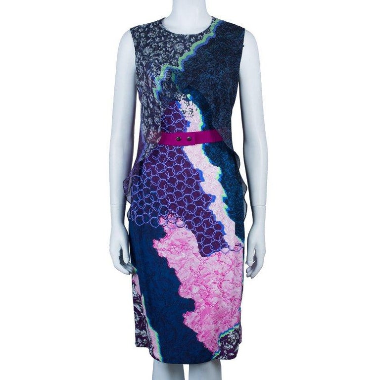 Peter Pilotto Multicolor Print Cross Column Sleeveless Dress M For Sale ...