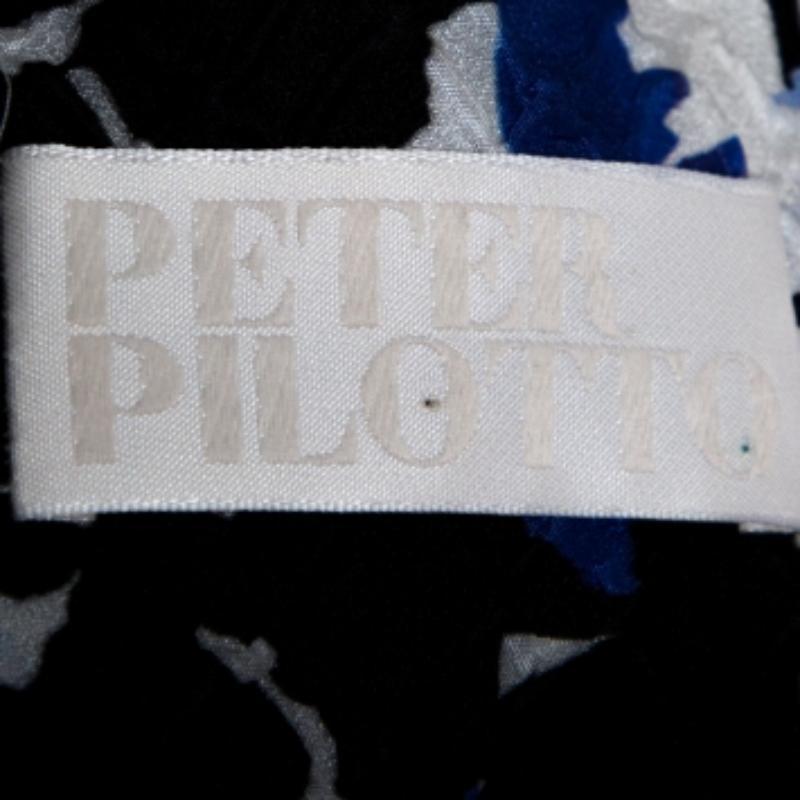 Peter Pilotto Top sin mangas de jacquard de seda estampado multicolor con detalle de peplum M en venta 1