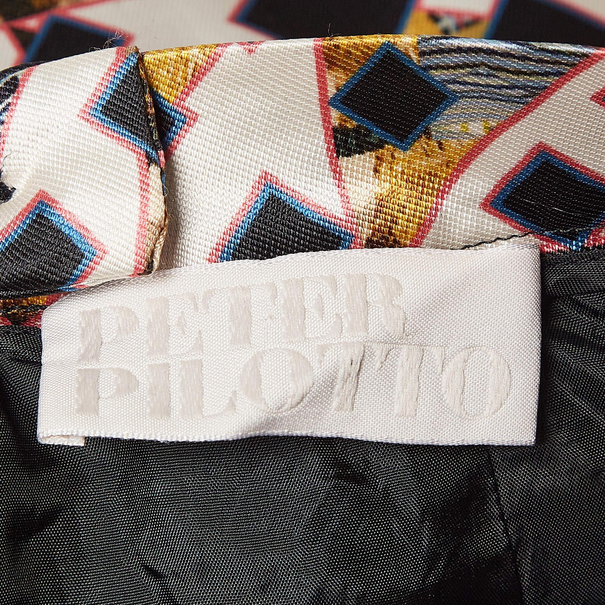 Peter Pilotto Multicolor Printed Silk Ruffled Knee-Length Skirt S 1