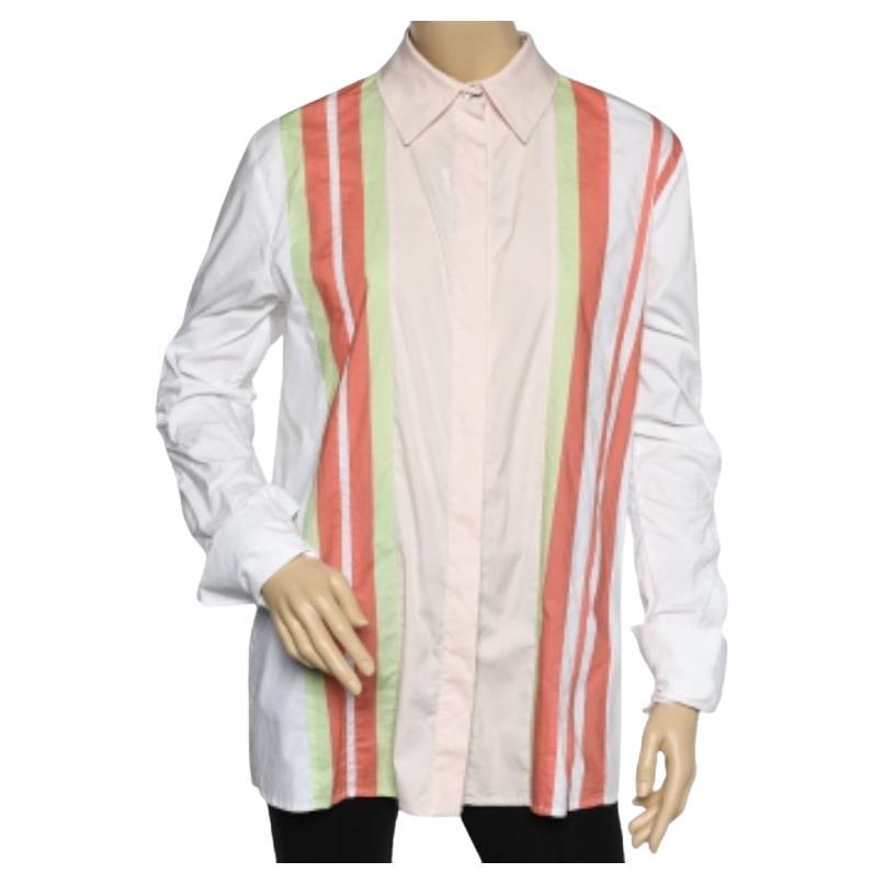 Peter Pilotto - Chemise rayée multicolore à manches découpées en coton S en vente