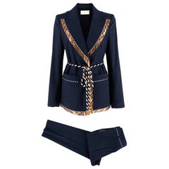 Peter Pilotto Navy Single Breasted Tailored Textured Suit  XS UK8