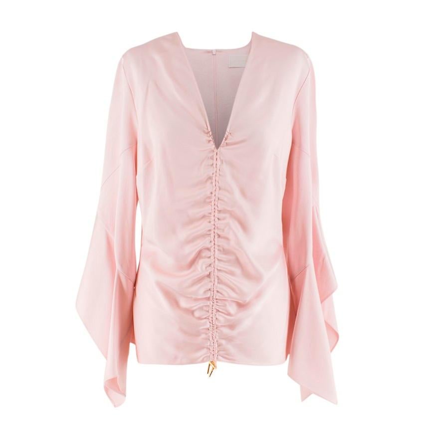 Peter Pilotto Pale Pink Ruched Satin Blouse UK 12