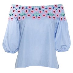 Peter Pilotto Top off shoulder in pizzo guipure blu cielo S