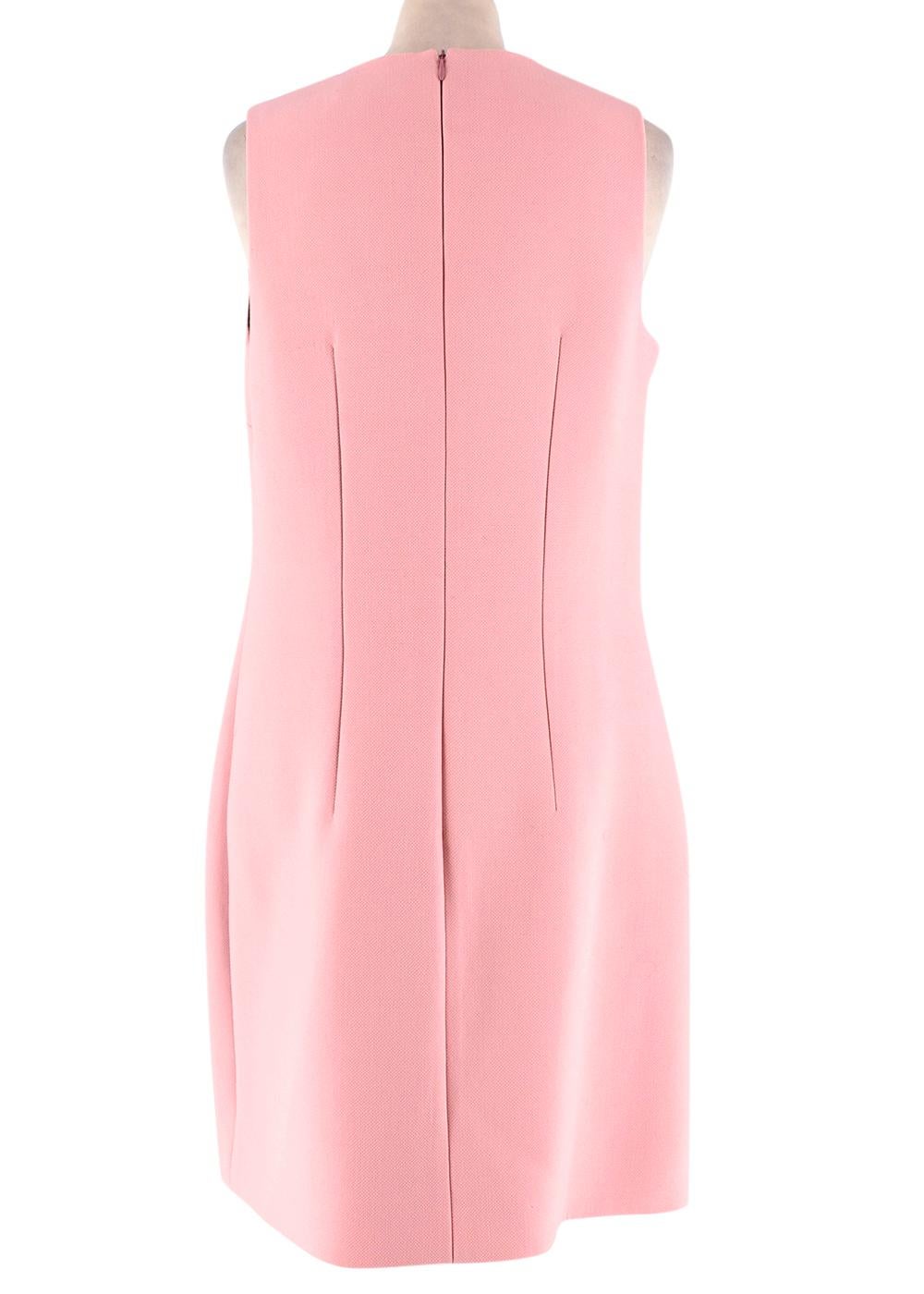 Peter Pilotto Pink Embellished Sleeveless Wool Crepe Shift Dress - Size US 8 In New Condition For Sale In London, GB