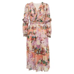 Peter Pilotto - Vestito midi con volant in seta stampata rosa - S