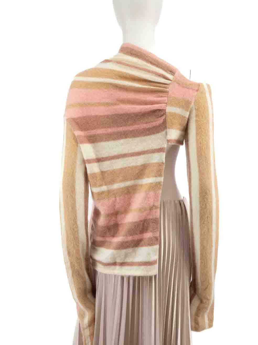 Peter Pilotto Pink Striped Asymmetric Knit Jumper Size S In Good Condition For Sale In London, GB