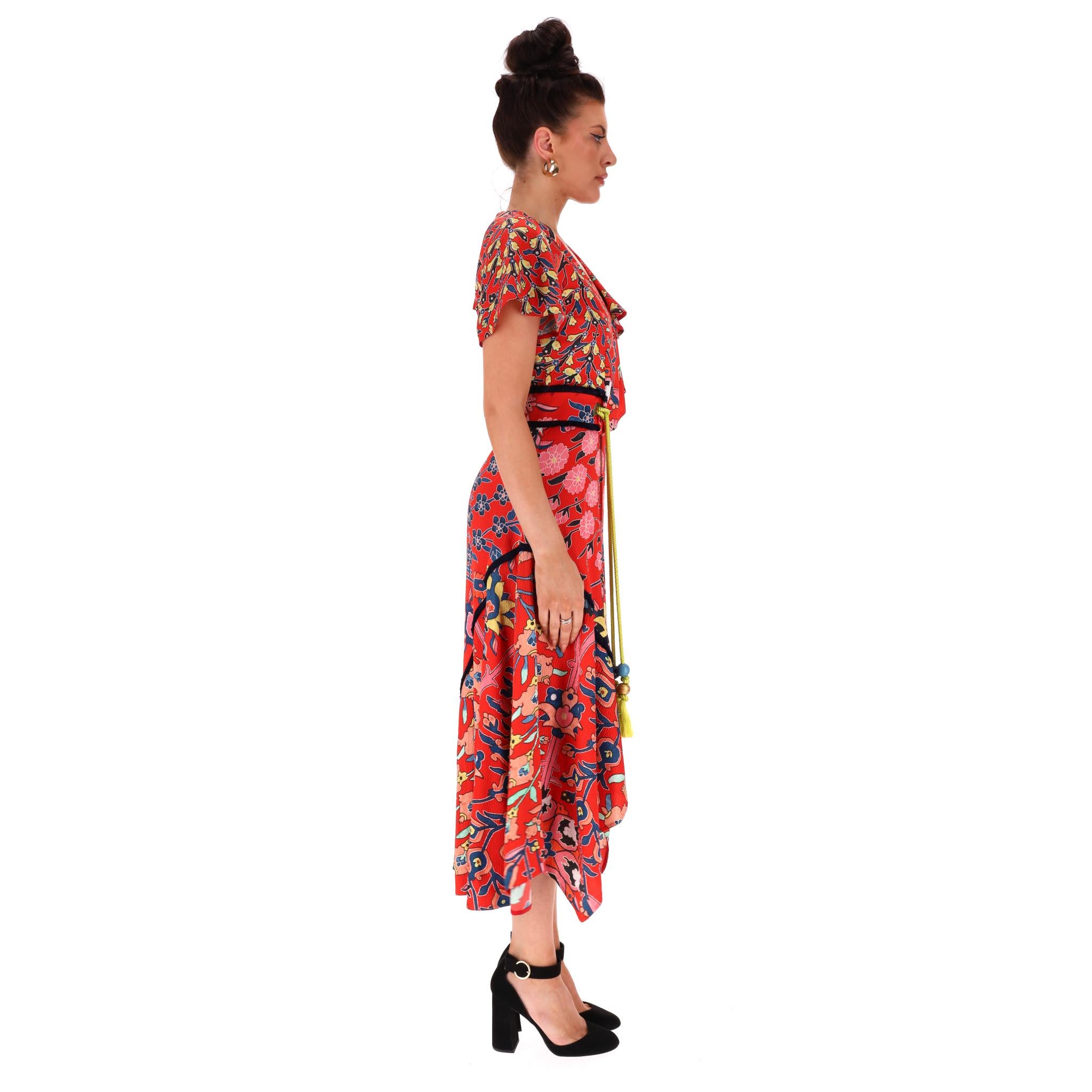 Orange Peter Pilotto - Robe en soie enveloppante à volants en vente