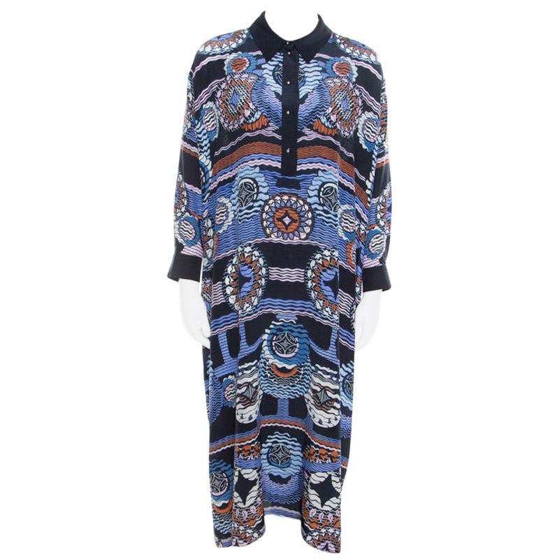 Peter Pilotto Silk Digital Abstract Printed Kaftan Maxi Dress ( One Size ) For Sale