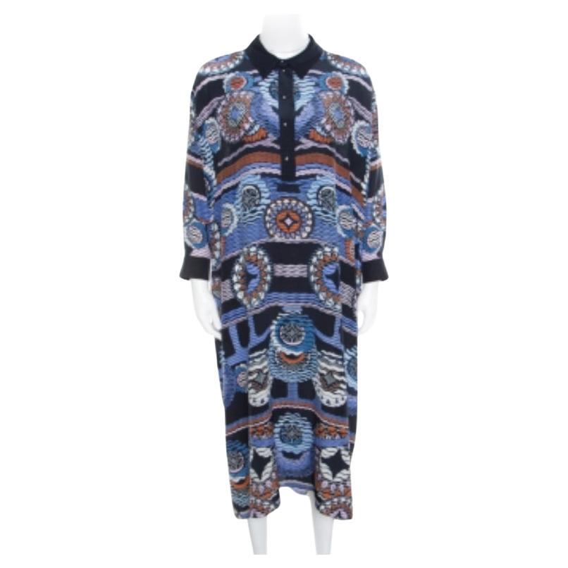 Peter Pilotto - Maxi Abito Kaftano in seta con stampa astratta digitale ( Taglia Unica ) in vendita