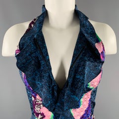 PETER PILOTTO Size 2 Blue Multi Color Floral Halter Dress