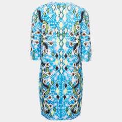 Peter Pilotto Turquoise Graphic Print Crepe Cube Dress M