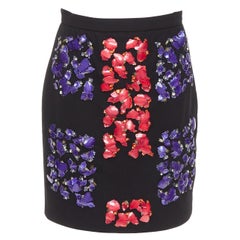 PETER PILOTTO virgin wool red purple mother of pearl embellished skirt UK10 M