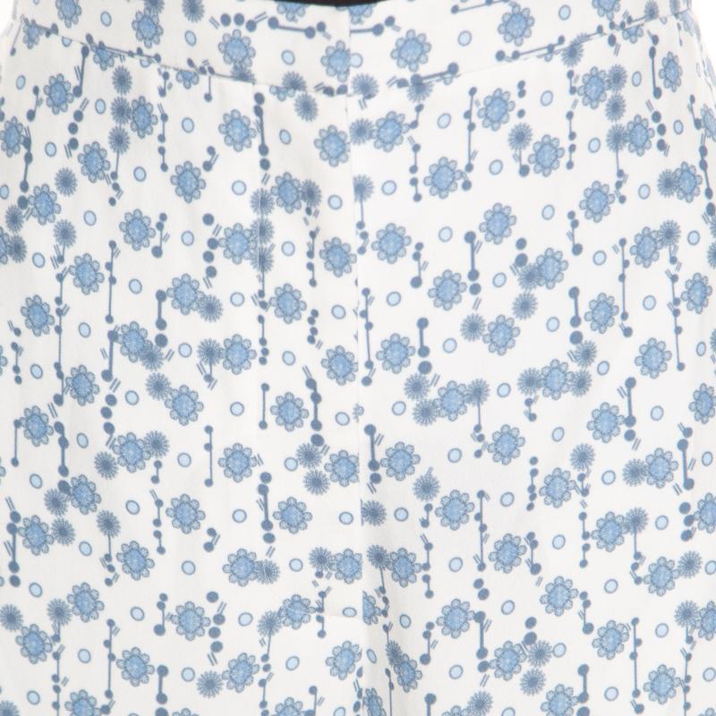 Peter Pilotto White and Blue Floral Printed Wide Leg Pants M 1