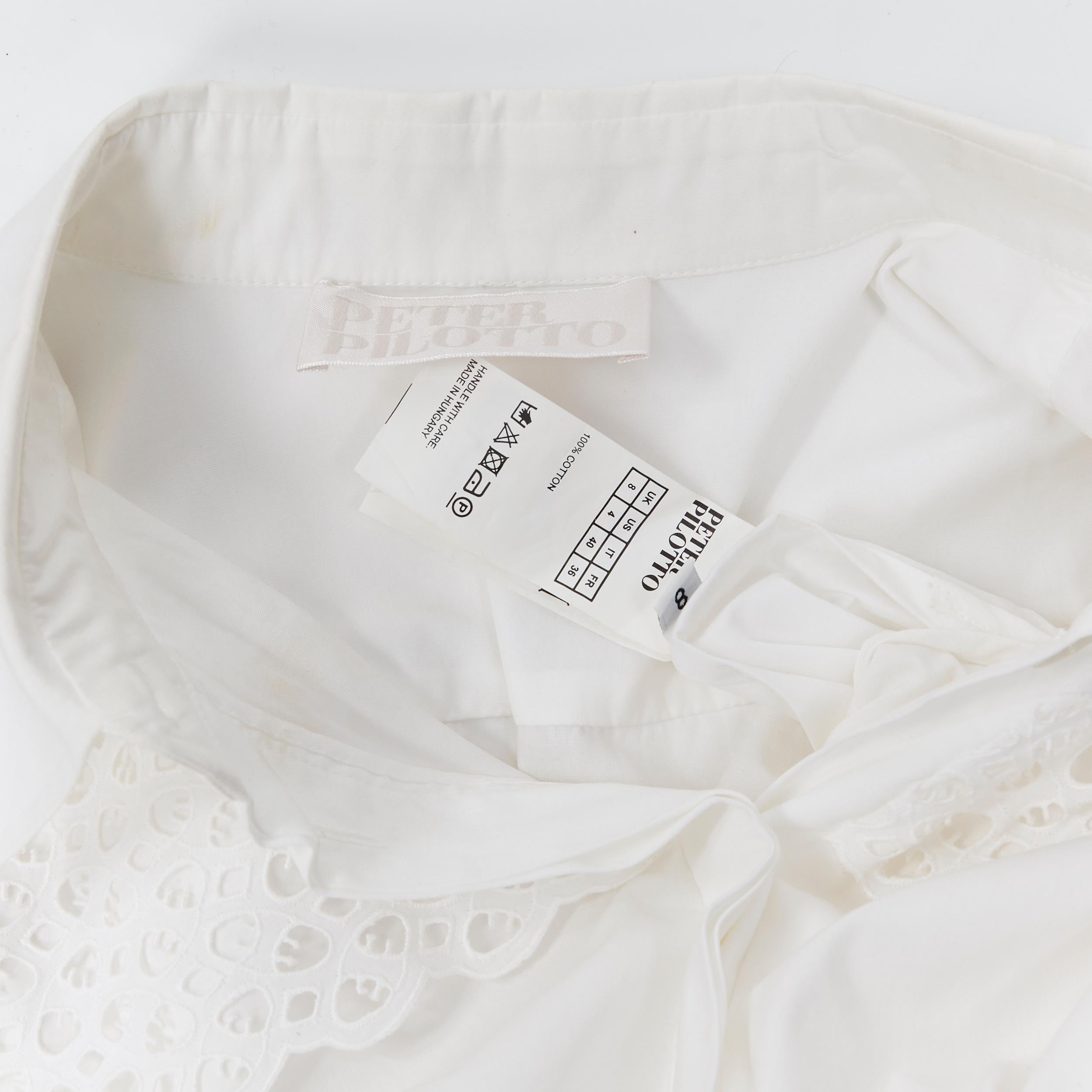 PETER PILOTTO white cotton embroidery anglais paneled panel sleeveless shirt S 4