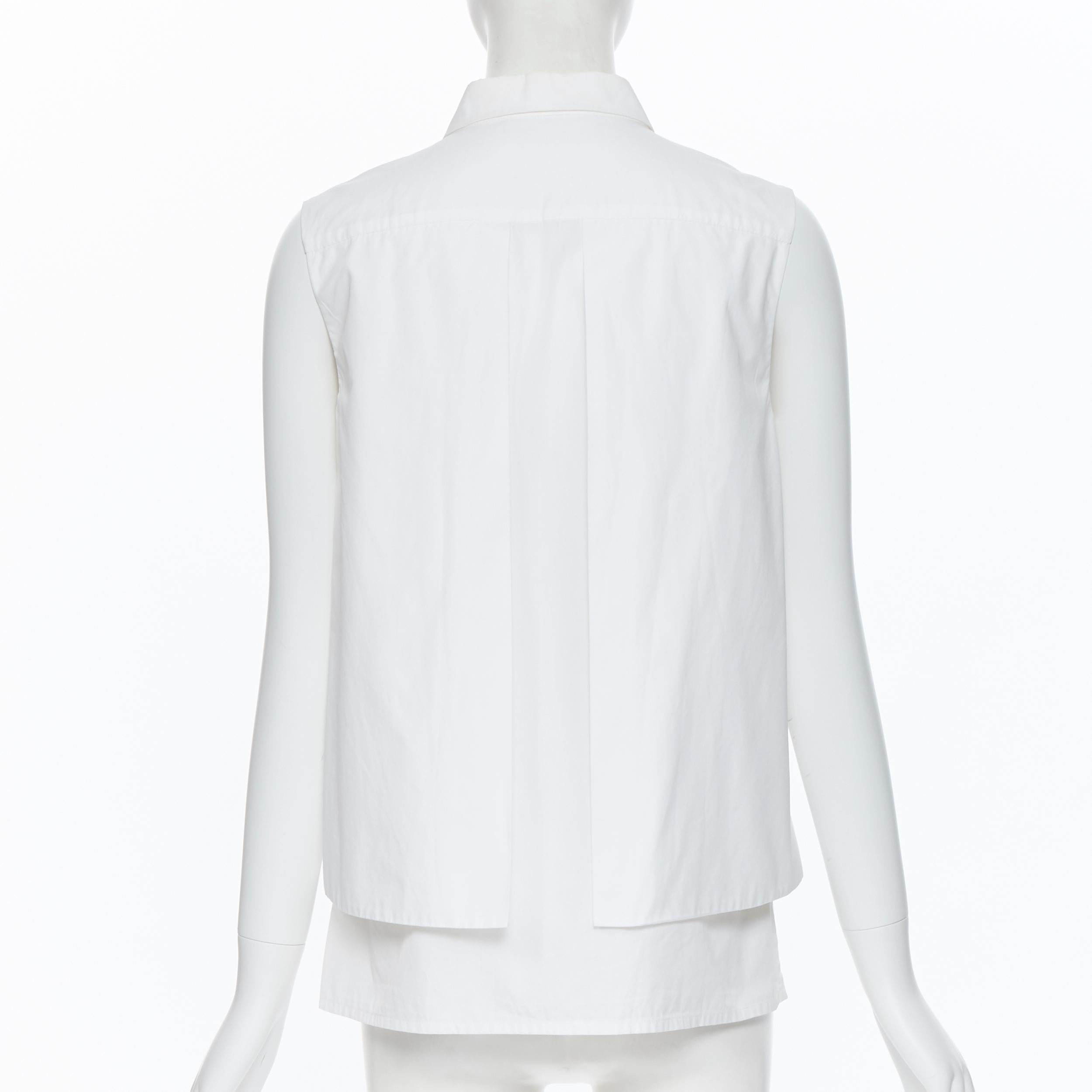Women's PETER PILOTTO white cotton embroidery anglais paneled panel sleeveless shirt S