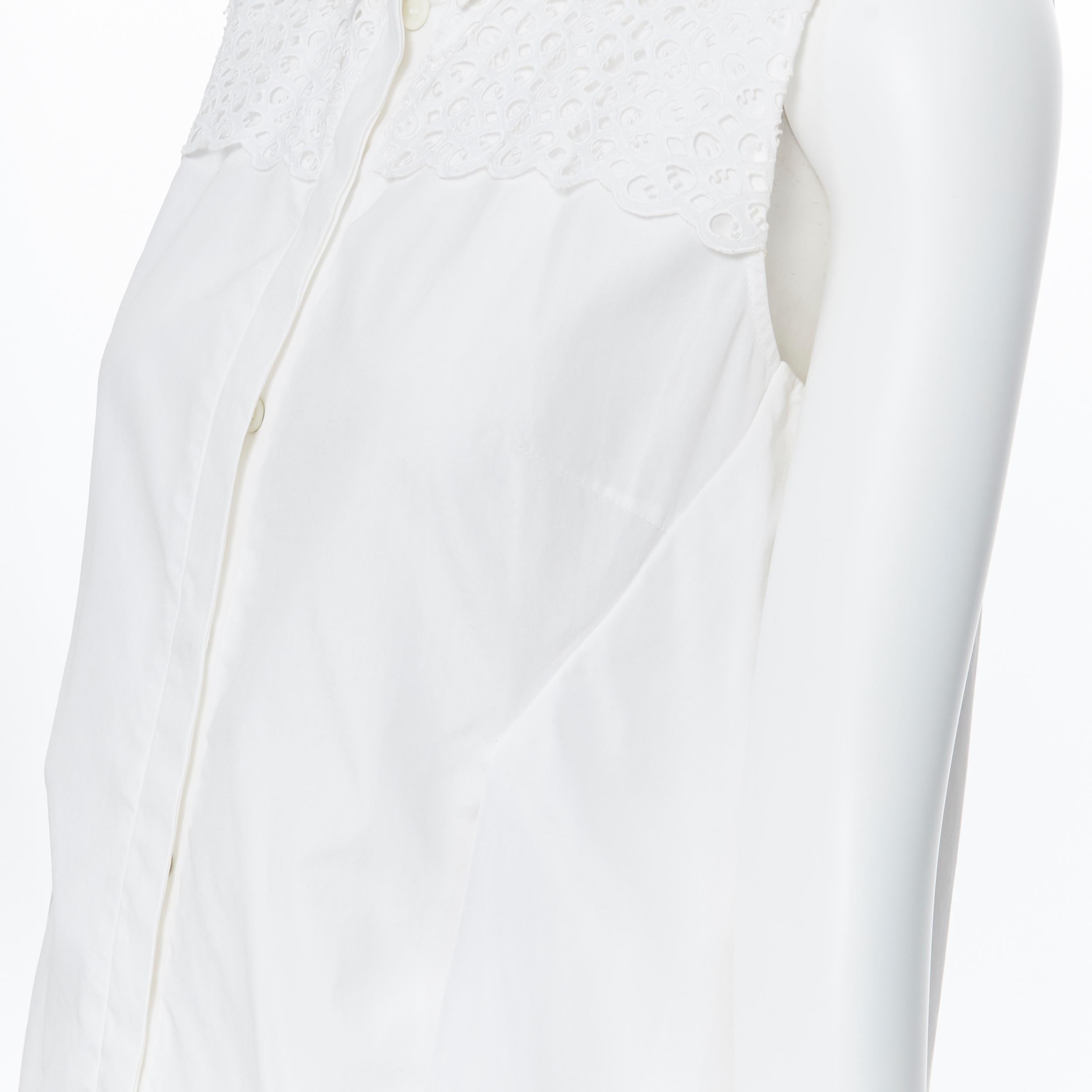 PETER PILOTTO white cotton embroidery anglais paneled panel sleeveless shirt S 2