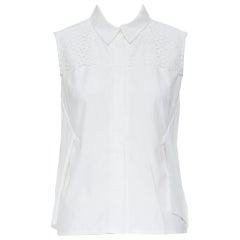 PETER PILOTTO white cotton embroidery anglais paneled panel sleeveless shirt S
