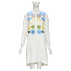 PETER PILOTTO white crepe ethnic embroidery high low skirt short dress UK8 S