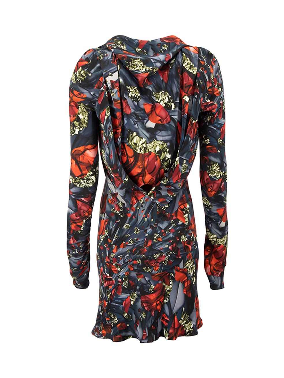 Peter Pilotto Women's Navy & Red Silk Printed Mini Dress In Good Condition For Sale In London, GB