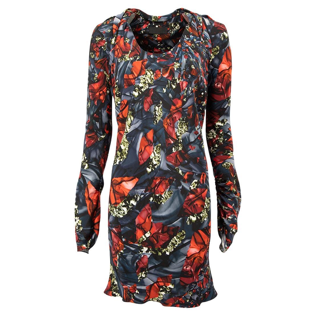 Peter Pilotto Women's Navy & Red Silk Printed Mini Dress For Sale