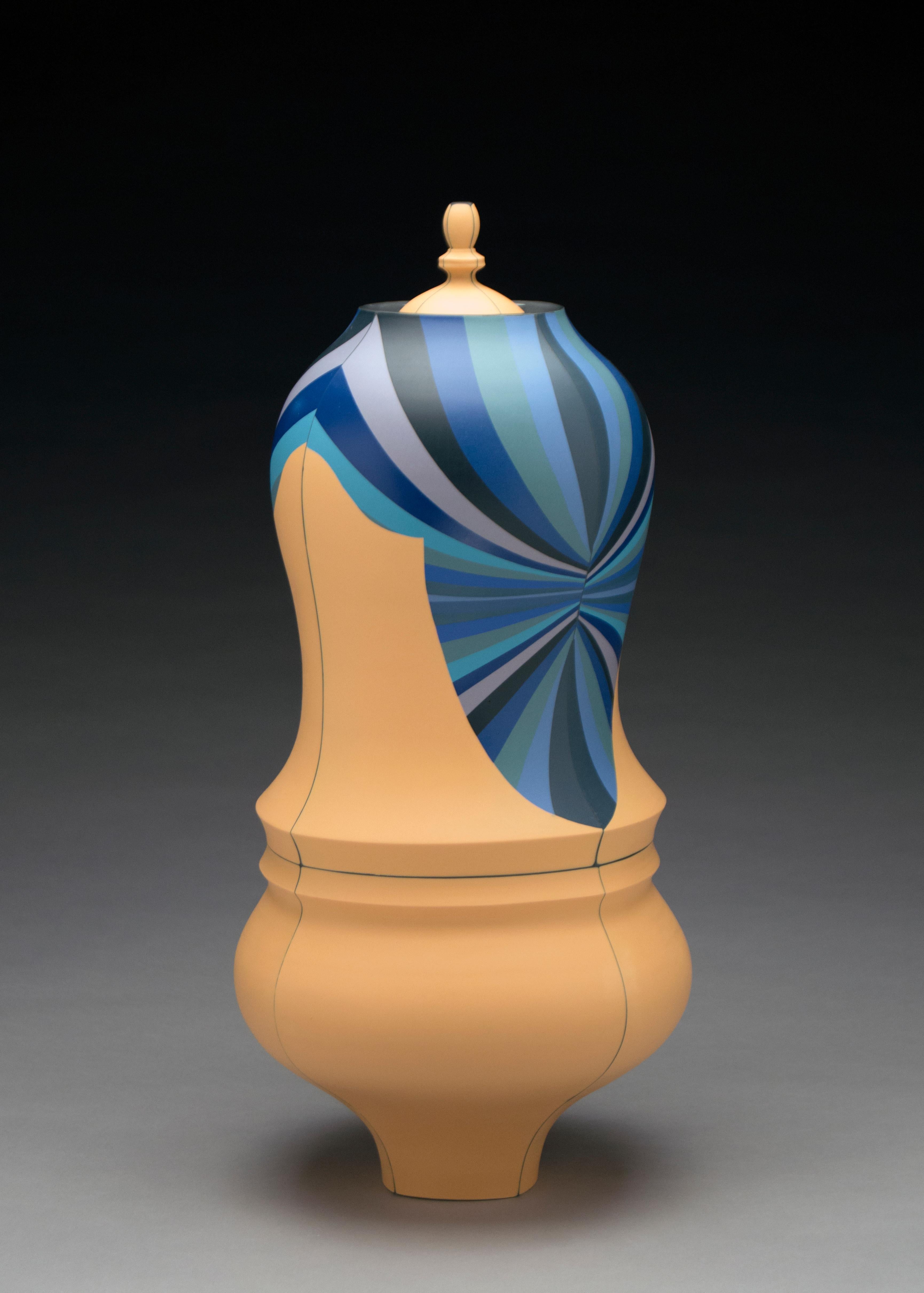 Peter Pincus Abstract Sculpture - "Beige Urn", Contemporary, Porcelain, Sculpture, Colored Porcelain Slip, Glaze