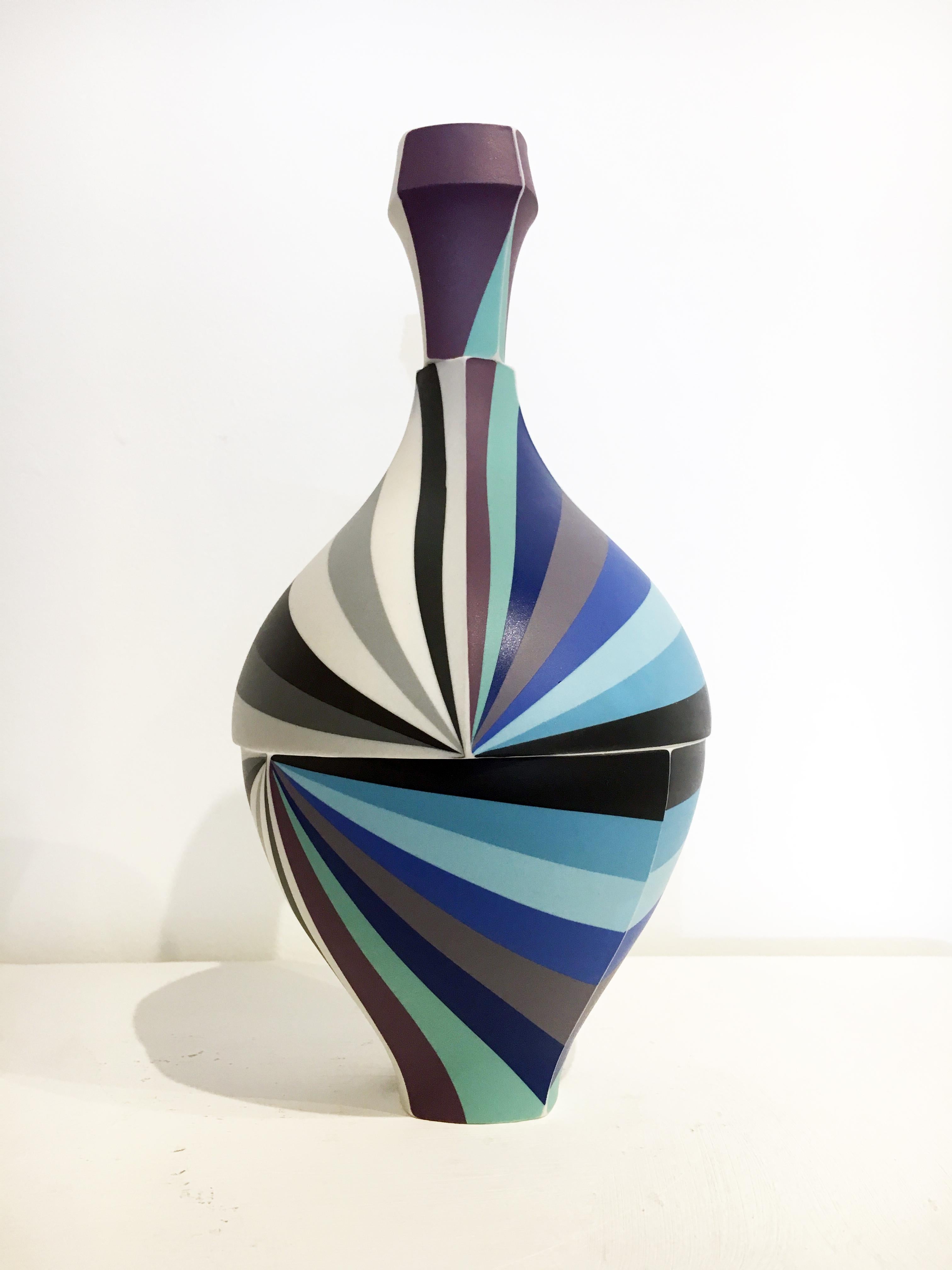 Bottle Pair, Contemporary Design, Set of Colored Porcelain Sculptures 1