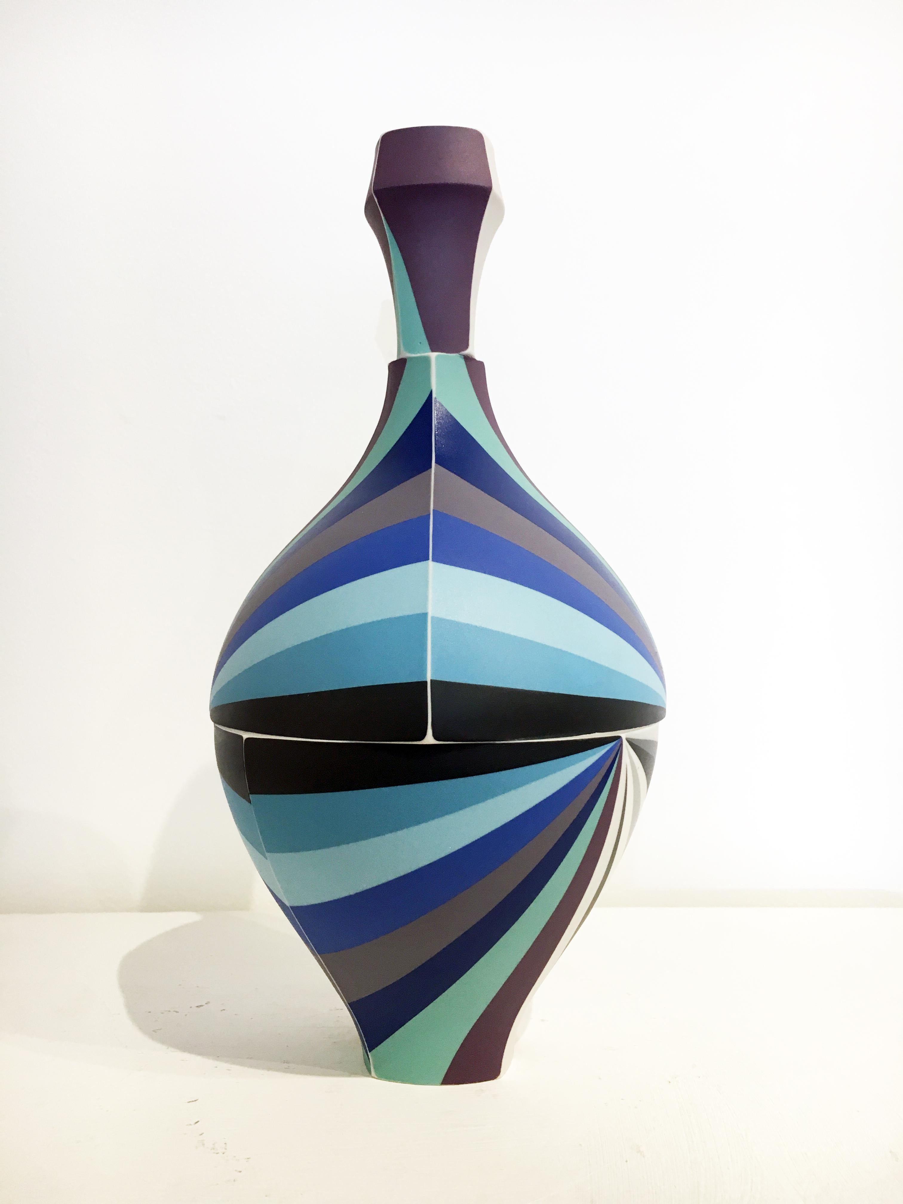 Bottle Pair, Contemporary Design, Set of Colored Porcelain Sculptures 2