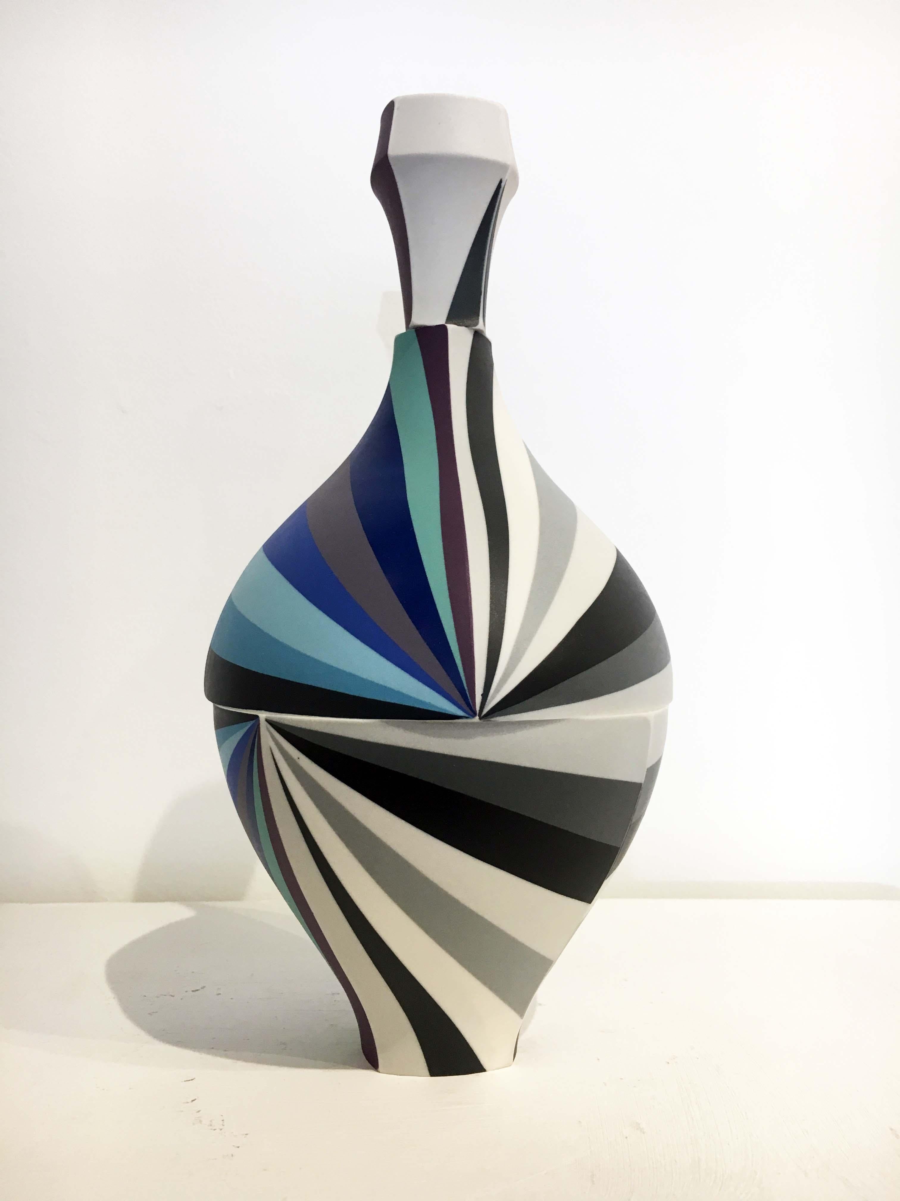 Bottle Pair, Contemporary Design, Set of Colored Porcelain Sculptures 3