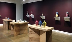 Contemporary Ceramic Design, Porcelain Sculpture with Colorful Pattern and Glaze