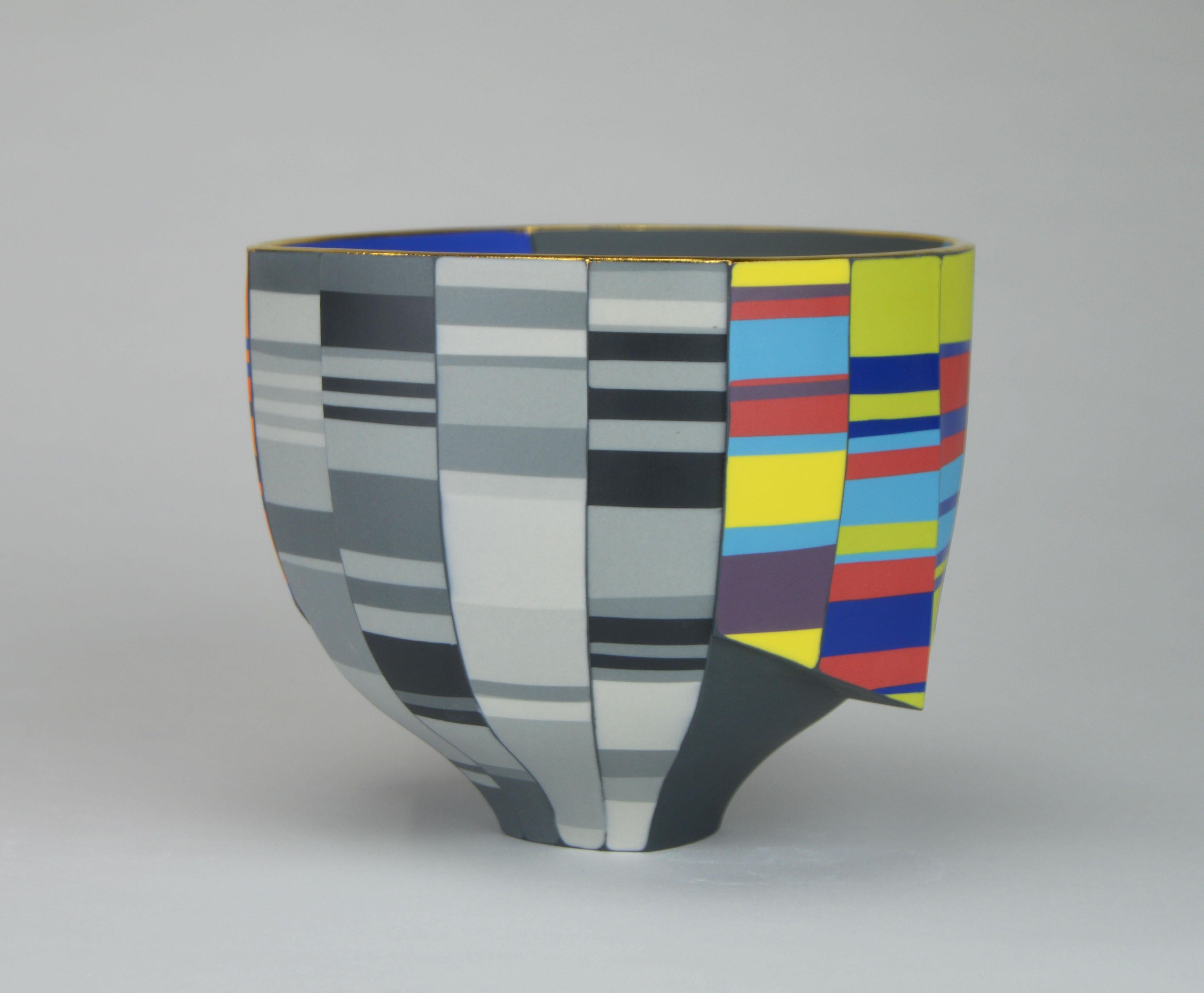 Peter Pincus Abstract Sculpture - "Double Walled Skirted Bowl", Contemporary, Porcelain, Sculpture, Geometric