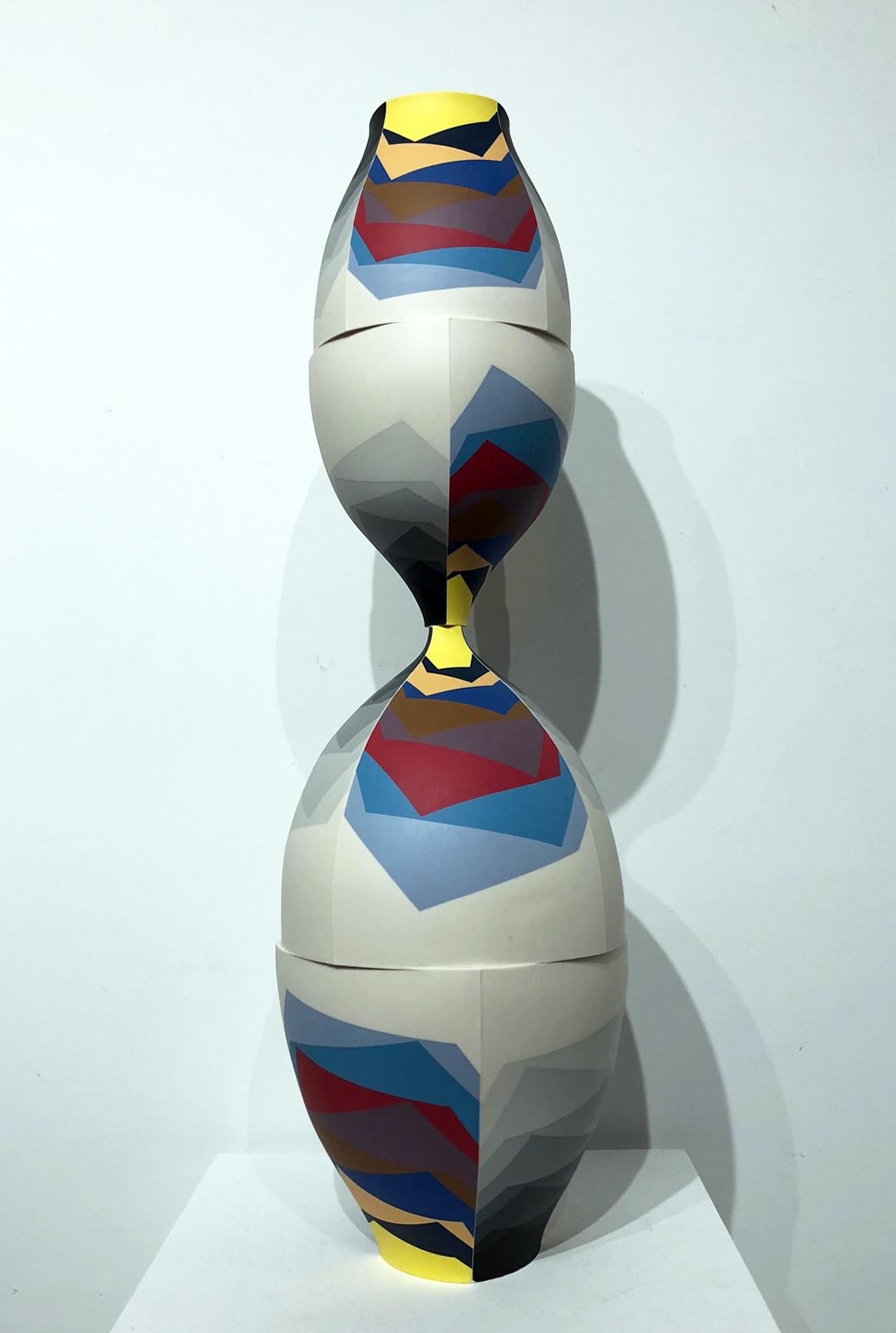 Large Vessel Form with Colored Geometric Patterning, Contemporary Ceramic Design