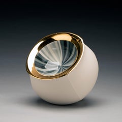 "White Bowl", Contemporary, Porcelain, Ceramic, Design, Glaze, Gold Luster