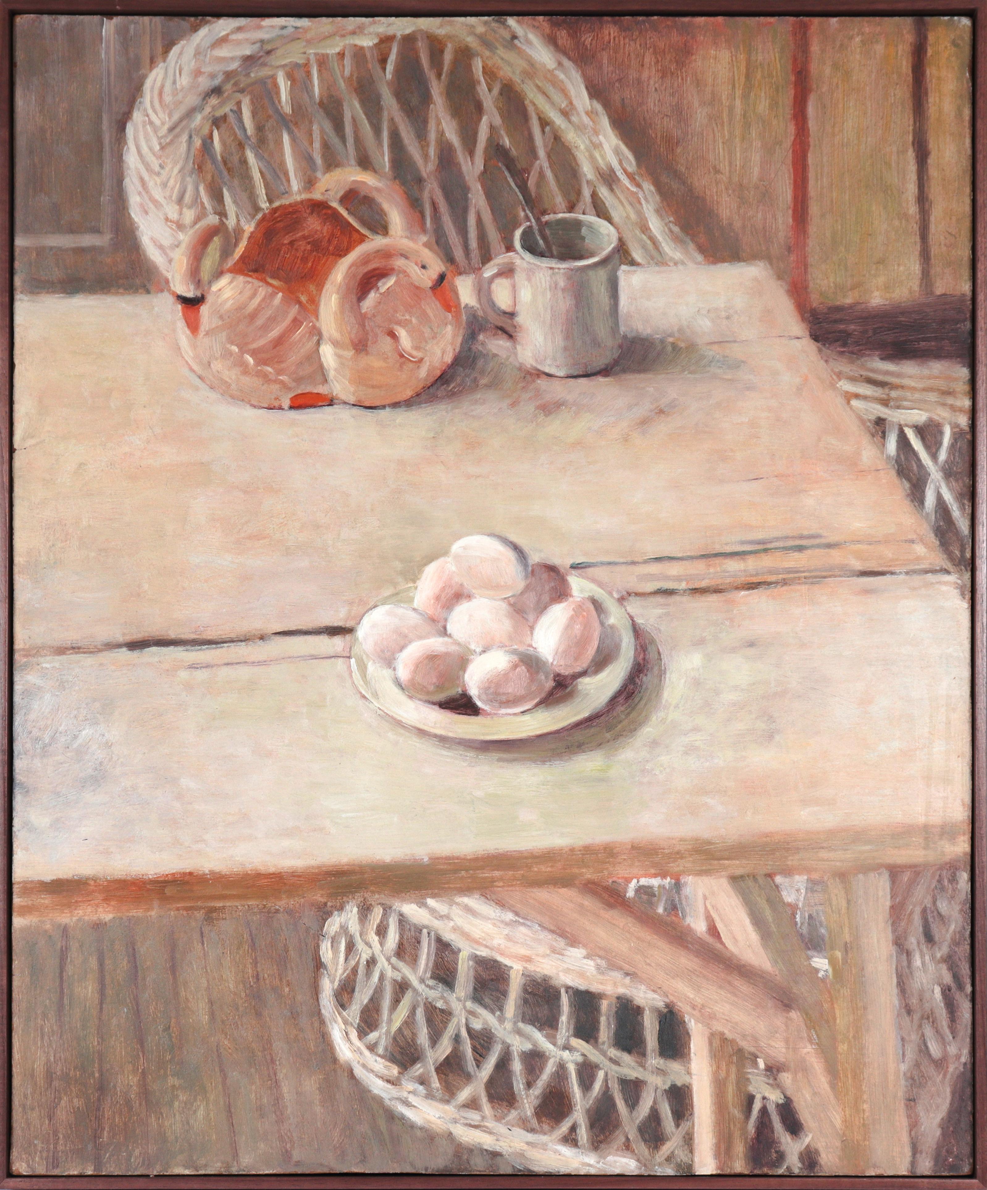 Peter Plamondon Swans and Eggs Table Top StillLife 20th Century Oil