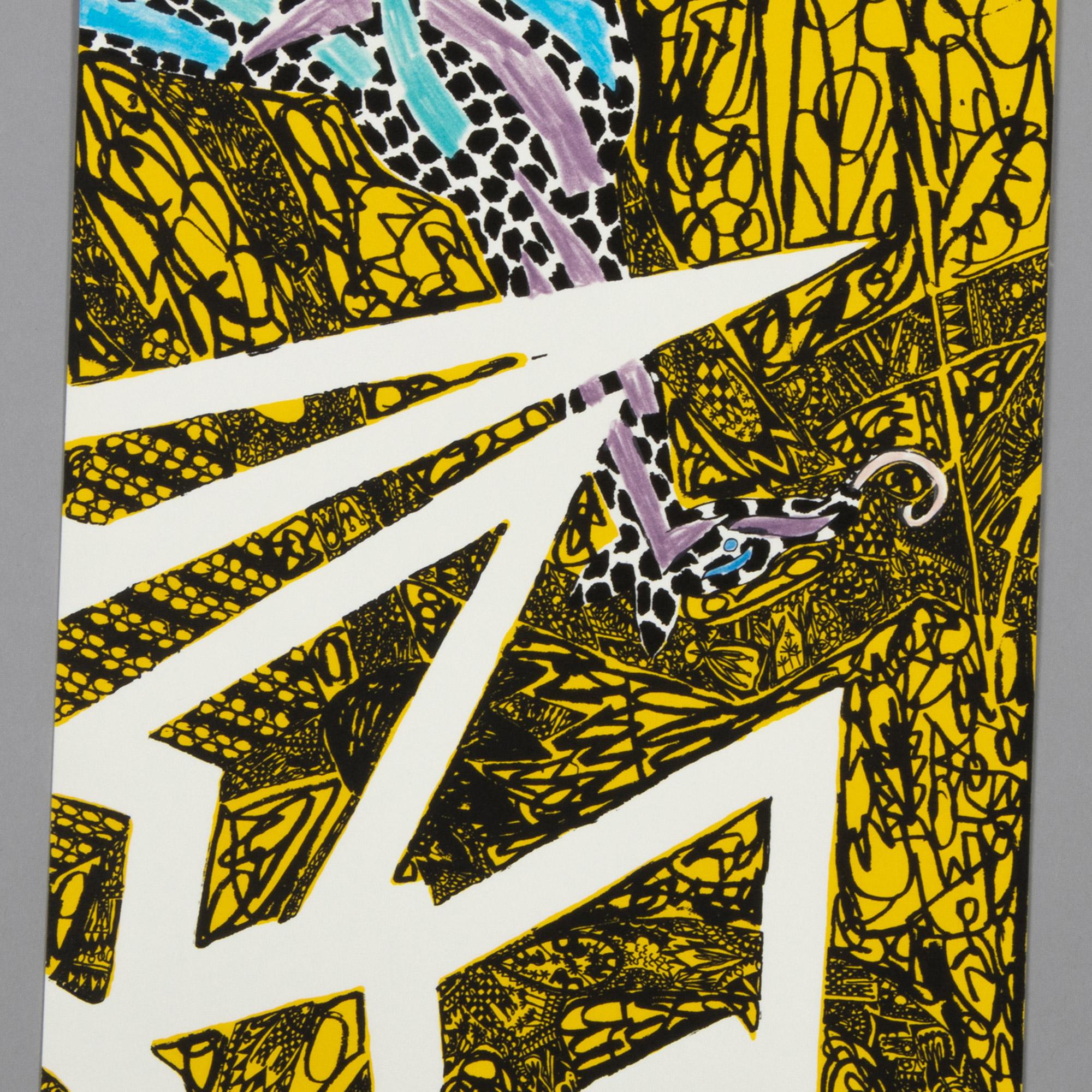 Peter Pommerer, Giraffe with Blue Coloured Eyes - Signed Screenprint For Sale 3