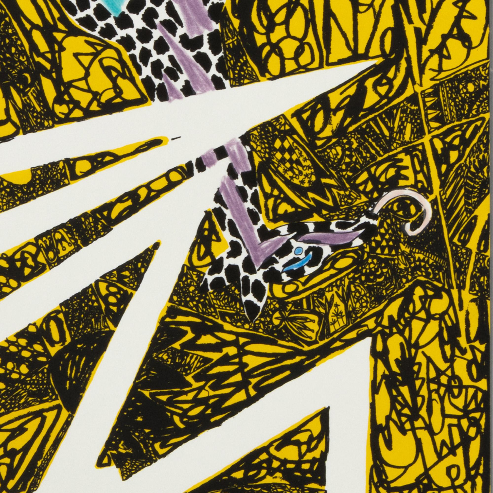 Peter Pommerer, Giraffe with Blue Coloured Eyes - Signed Screenprint For Sale 5