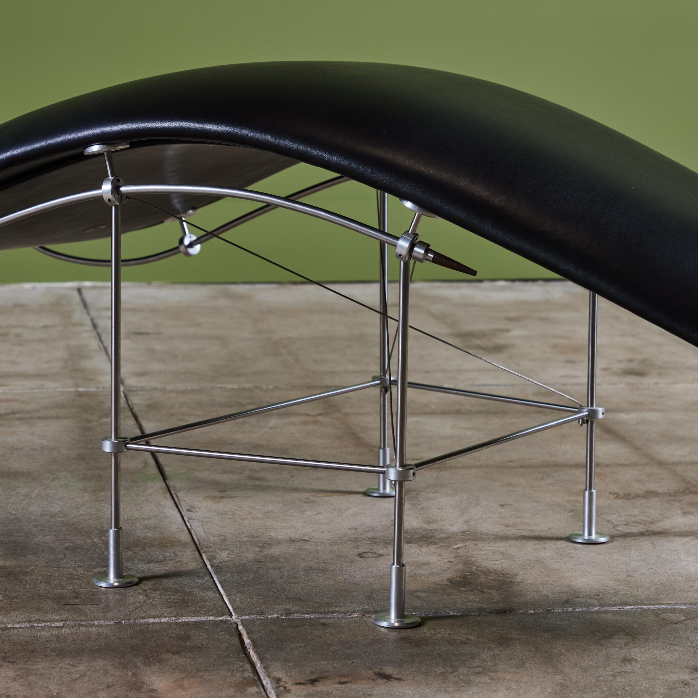 Peter Prasil Sillón Chaise Lounge de Piel en venta 5