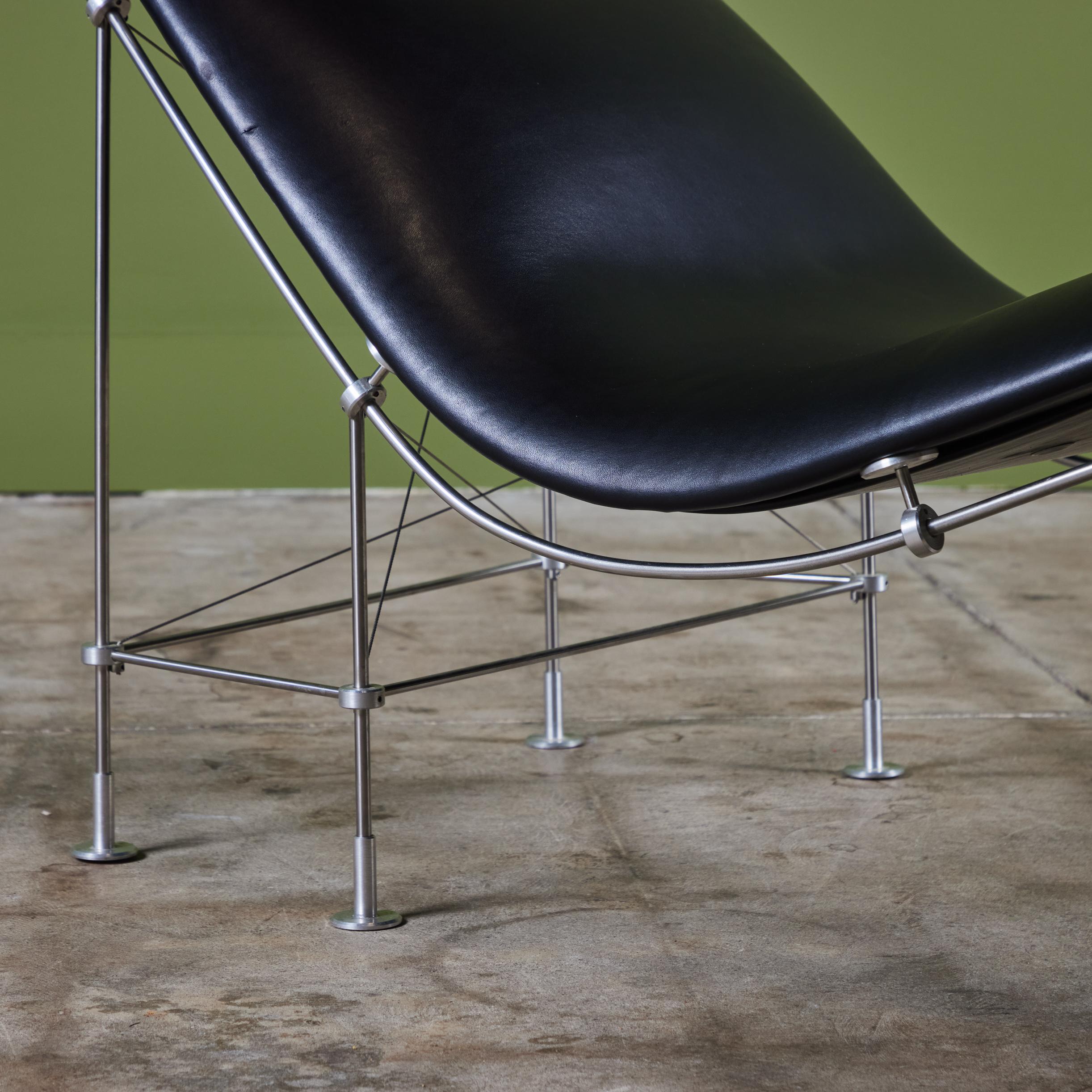 Peter Prasil Sillón Chaise Lounge de Piel en venta 7