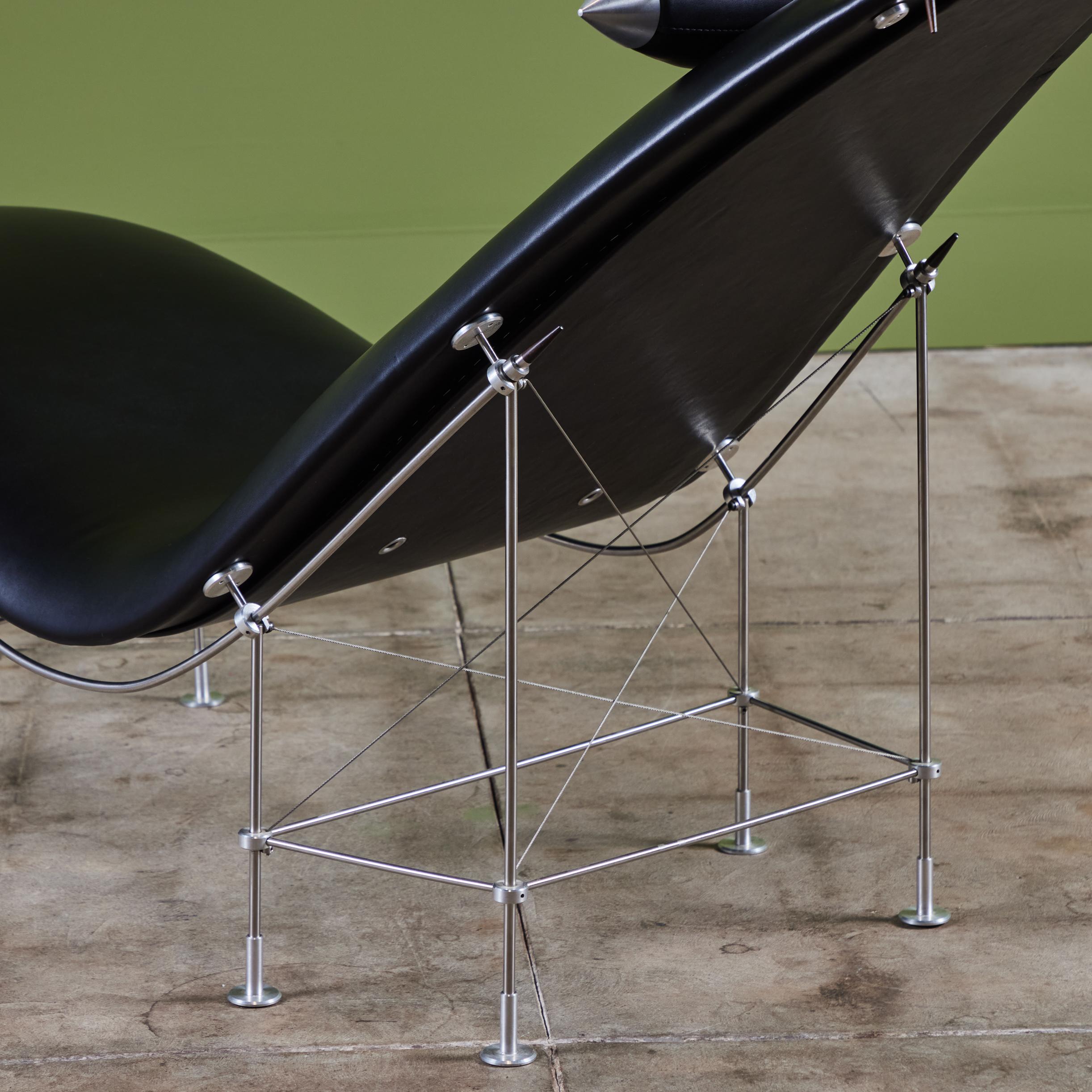 Peter Prasil Sillón Chaise Lounge de Piel en venta 8