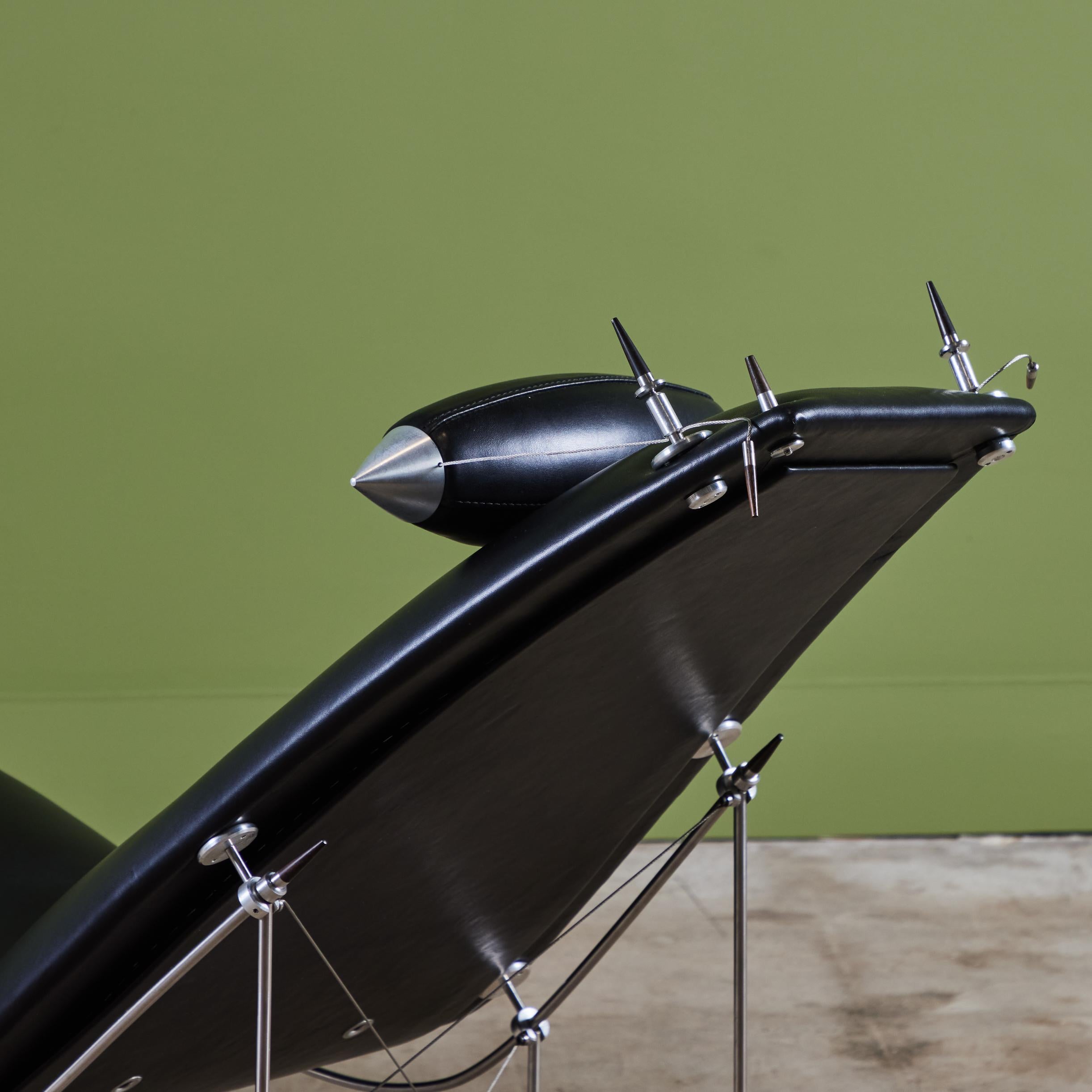 Peter Prasil Sillón Chaise Lounge de Piel en venta 9