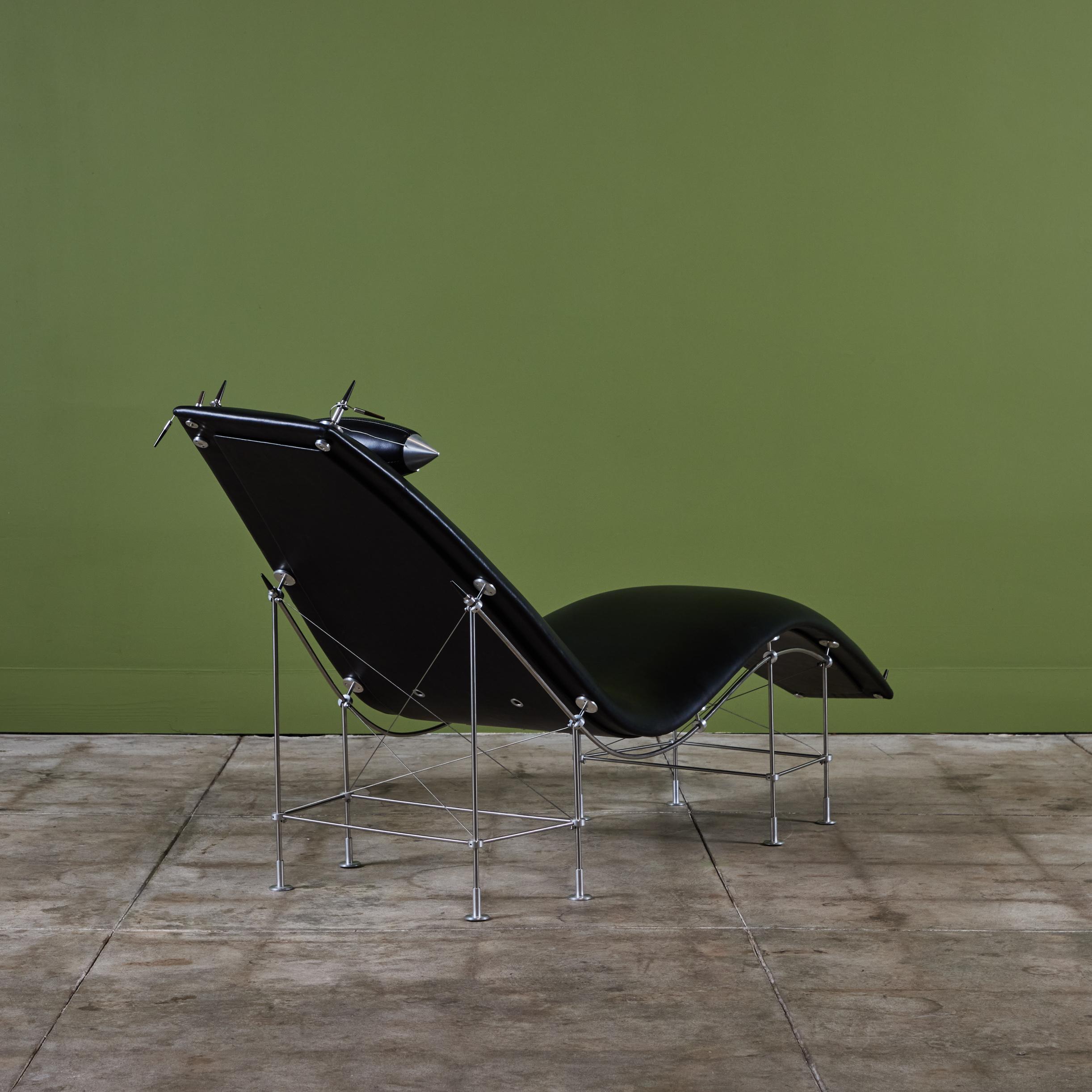 Peter Prasil Sillón Chaise Lounge de Piel en venta 1