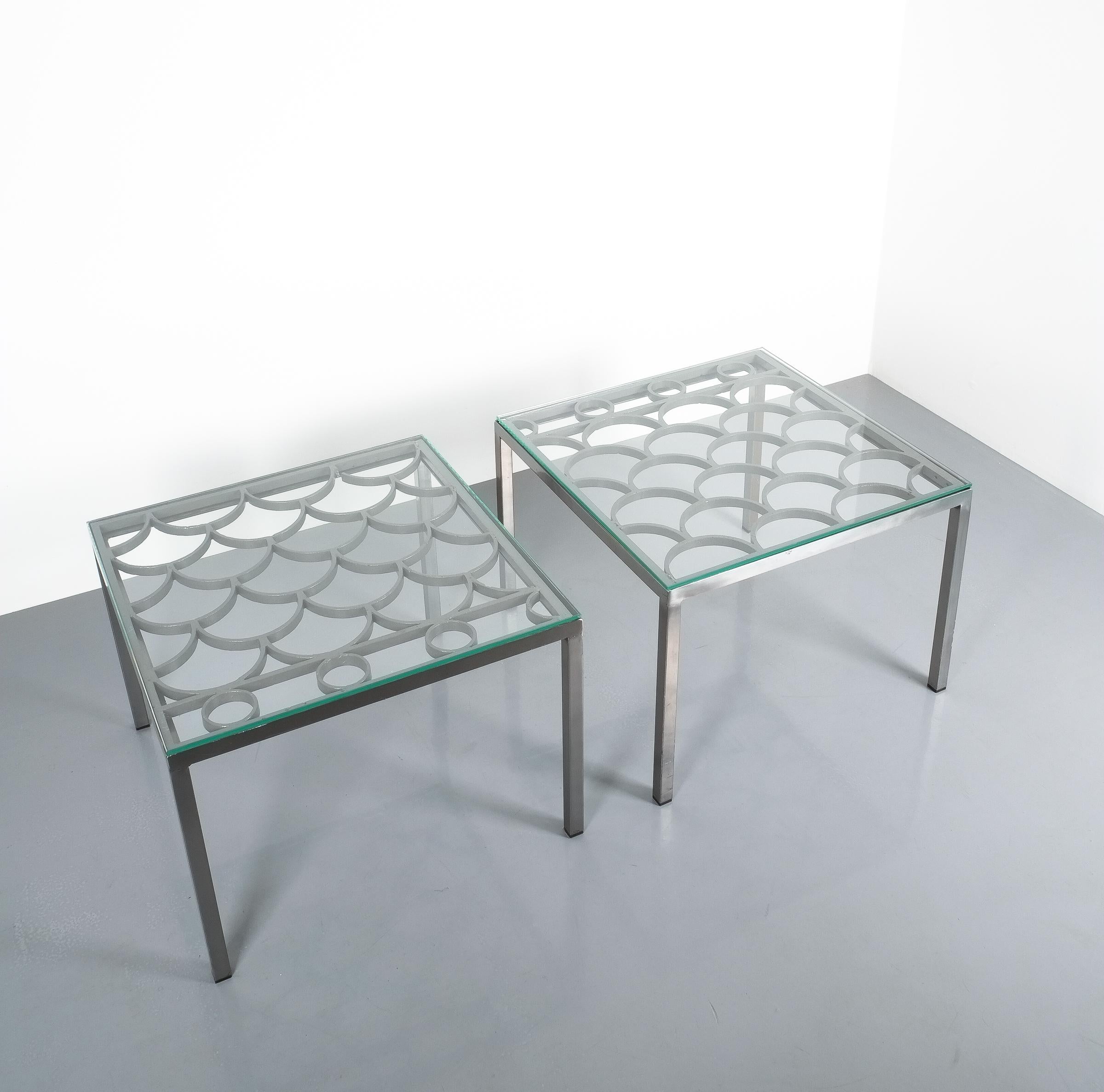 German Peter Preller Bespoke Wrought Iron Steel Side Tables, circa 1980