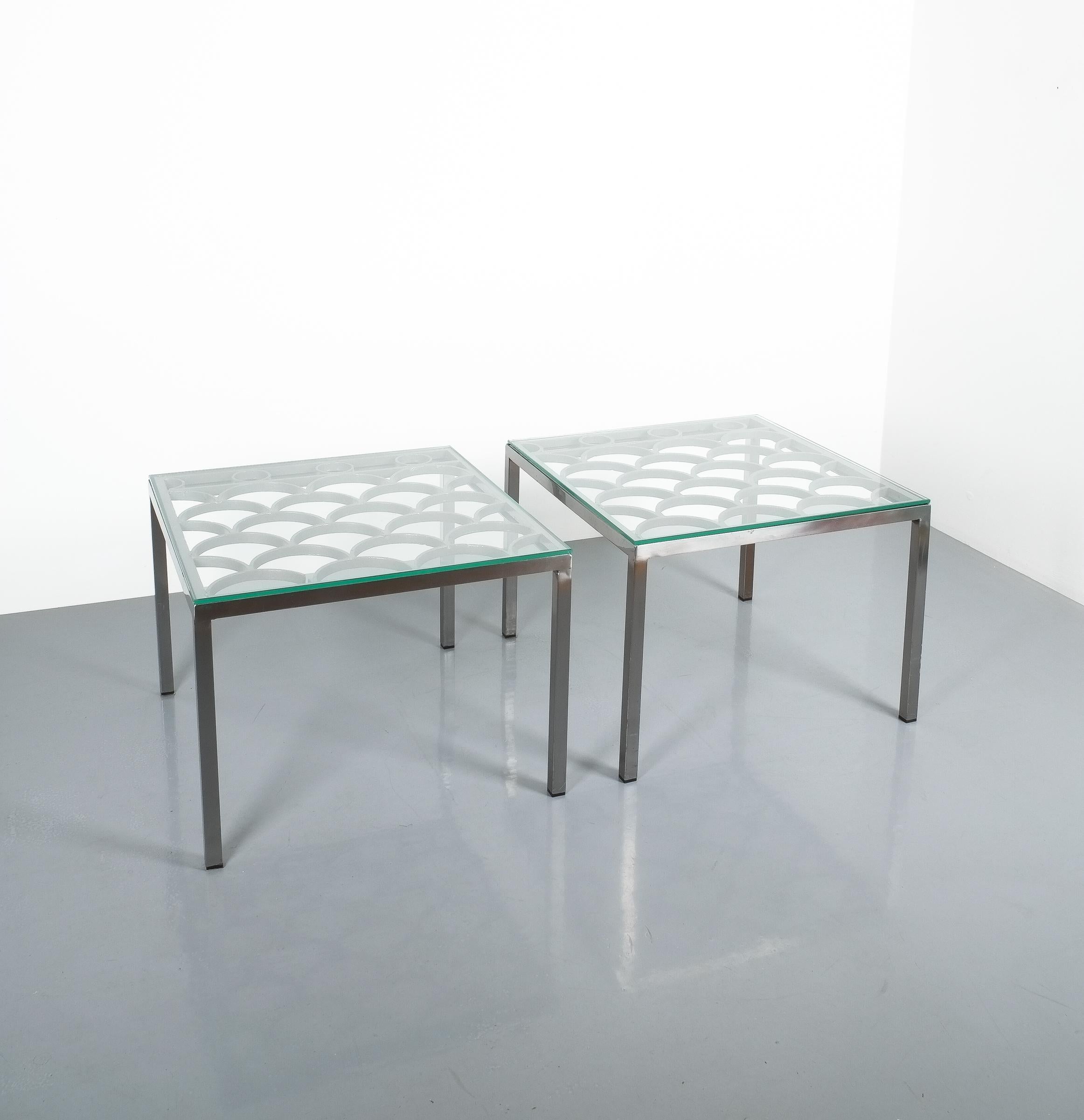 Forged Peter Preller Bespoke Wrought Iron Steel Side Tables, circa 1980