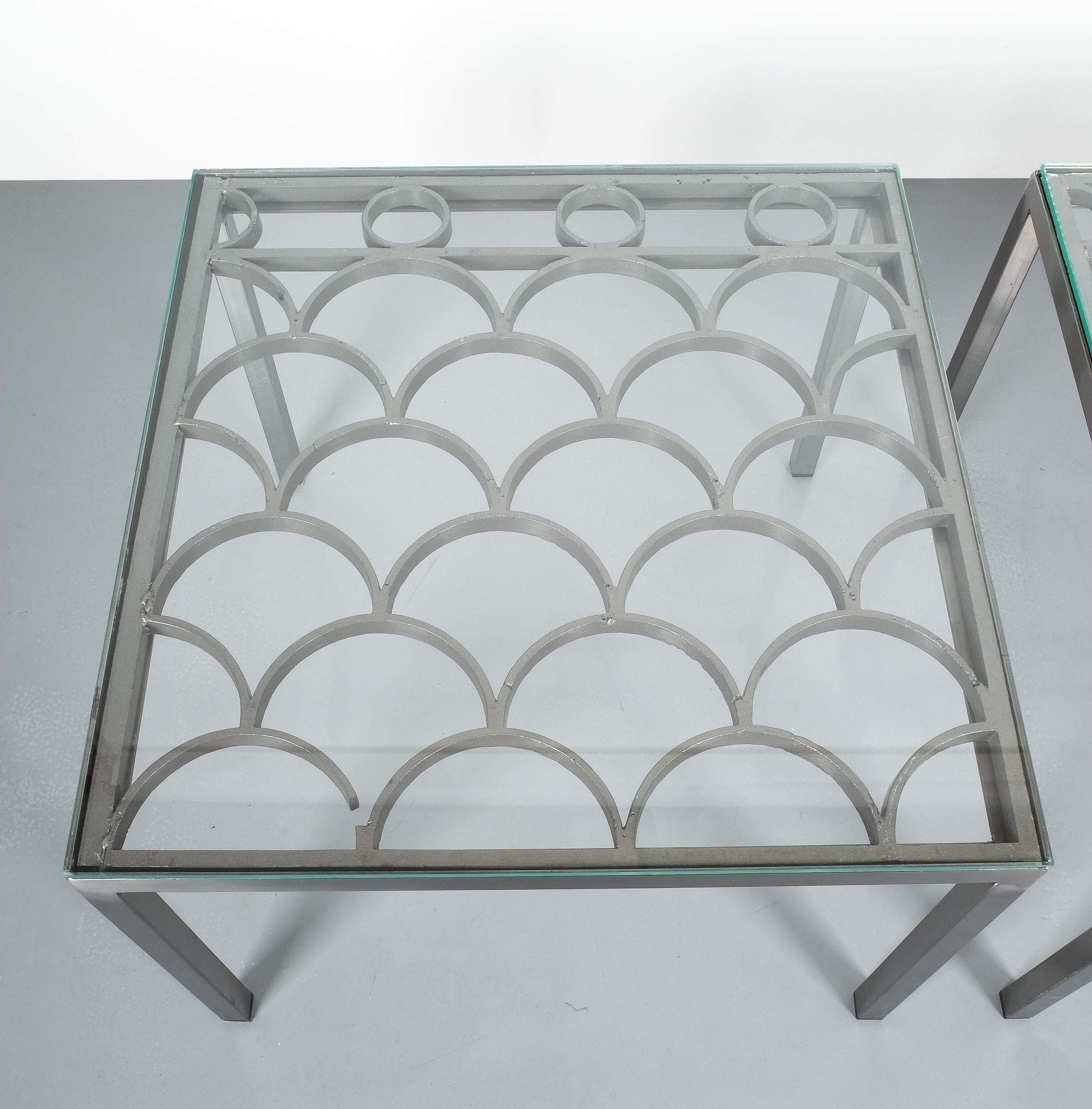 Peter Preller Bespoke Wrought Iron Steel Side Tables, circa 1980 In Good Condition In Vienna, AT