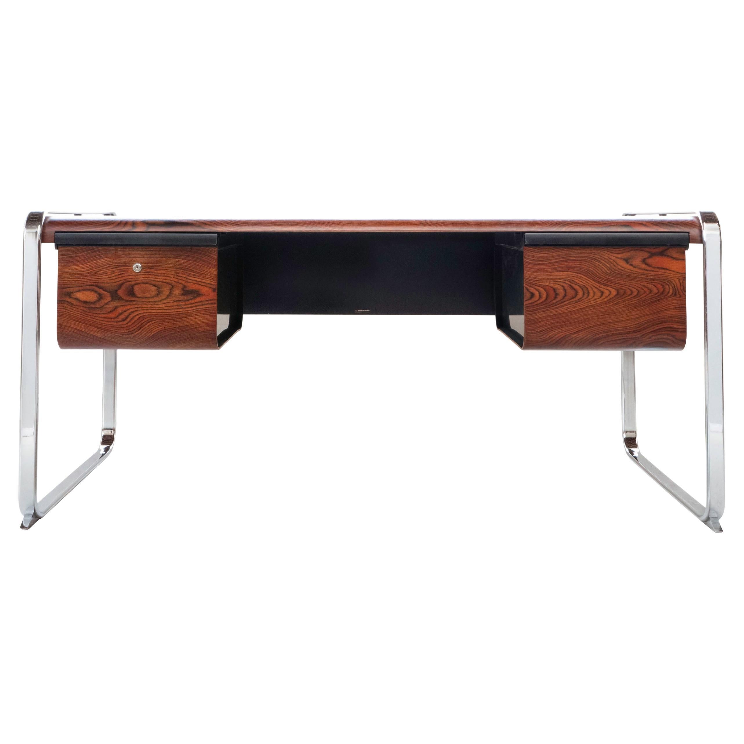 1970s Peter Protzman Zebrawood executive desk for Herman Miller For